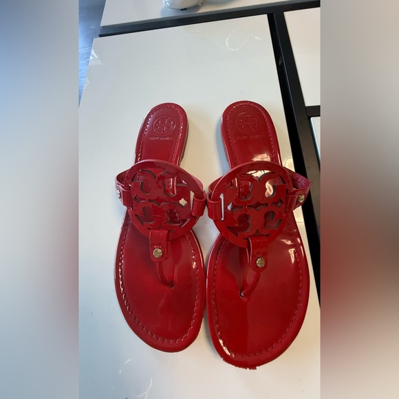 Tory Burch Miller Patent Leather Sandals - Poppy Red - Size 10.5M - Picture 3 of 10